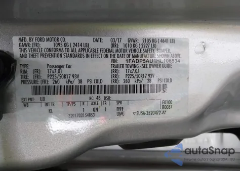 2017 Ford C-Max Hybrid Se from USA, damaged, VIN 1FADP5AU1HL106534